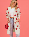 Heart Graphic Open Front Cardigan with Pockets