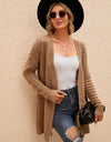 Openwork Horizontal Ribbing Open Front Cardigan