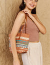 Fame By The Sand Straw Braided Striped Tote Bag