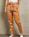 HEYSON Powerful You Full Size Faux Leather Paperbag Waist Pants