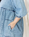 HEYSON Full Size Oversized Denim Babydoll Dress