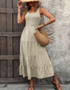 Smocked Scoop Neck Sleeveless Tank Dress