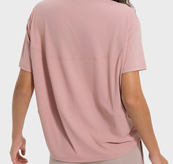 Drawstring Round Neck Short Sleeve Active T-Shirt