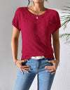 Round Neck Short Sleeve Knit Top