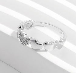 925 Sterling Silver Inlaid Zircon Heart Ring