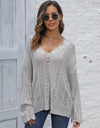 Openwork V-Neck Sweater