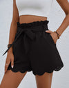 Tie Belt Paperbag Waist Shorts