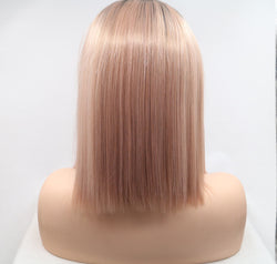 13*3" Lace Front Wigs Synthetic Mid-length Straight 12" 130% Density