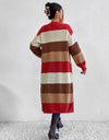 Color Block Open Front Longline Cardigan