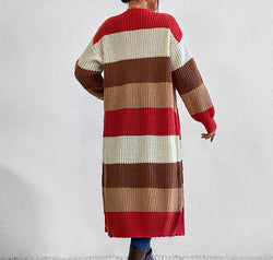Color Block Open Front Longline Cardigan