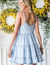 Spaghetti Strap Tiered Denim Dress