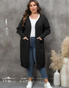 Plus Size Long Sleeve Pocketed Cardigan