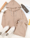 Drawstring Zip Up Hoodie and Pants Active Set