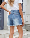 Distressed Raw Hem Denim Shorts