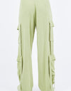 American Bazi Linen Wide Leg Cargo Pants