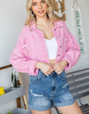 Veveret Fringe Distressed Button Up Denim Jacket