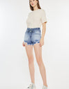 Kancan High Rise Frayed Hem Denim Shorts