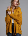 Dolman Sleeve Open Front Ribbed Trim Longline Cardigan