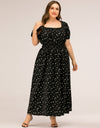 Plus Size Polka Dot Square Neck Dress