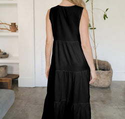 Tiered V-Neck Sleeveless Dress