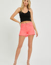 RISEN Tummy Control High Rise Fray Hem Denim Shorts