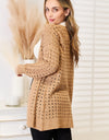 Woven Right Openwork Horizontal Ribbing Open Front Cardigan