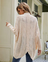 Mixed Knit Open Front Dolman Sleeve Cardigan