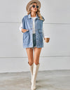 Pocketed Button Up Sleeveless Denim Jacket