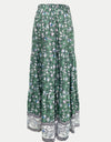 Full Size Tiered Printed Elastic Waist Skirt