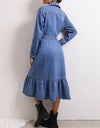 Collared Neck Button Down Denim Dress