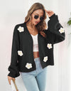 Floral Open Front Long Sleeve Cardigan