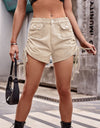 Drawstring Denim Shorts with Pockets