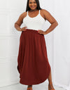 Zenana It's My Time Full Size Side Scoop Scrunch Skirt in Dark Rust