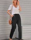 Drawstring Elastic Waist Pants with Pockets