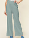 Double Take Full Size Texture Smocked Waist Wide Leg Pants