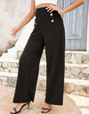 Buttoned High Waist Relax Fit Long Pants