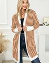 Striped Open Front Longline Cardigan