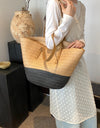 Contrast Straw Braided Handbag