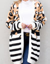 Striped Open Front Longline Cardigan