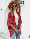 Fringe Detail Open Front Poncho