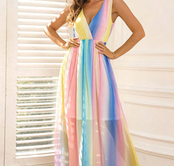 Surplice Neck Sleeveless Maxi Dress