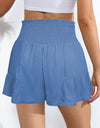 Smocked Tie-Front High-Rise Shorts