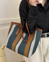 Striped Straw Tote Bag