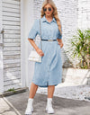 Button Up Dropped Shoulder Denim Dress