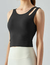 Ribbed Round Neck Sports Tank Top