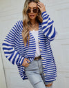 Striped Button Up Long Sleeve Cardigan