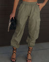 High Waist Drawstring Pants with Pockets