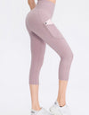 Wide Waistband Cropped Active Leggings with Pockets