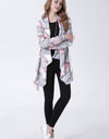 Geometric Open Front Handkerchief Hem Cardigan