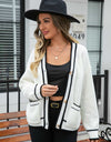 Waffle Knit V-Neck Cardigan with Pocket